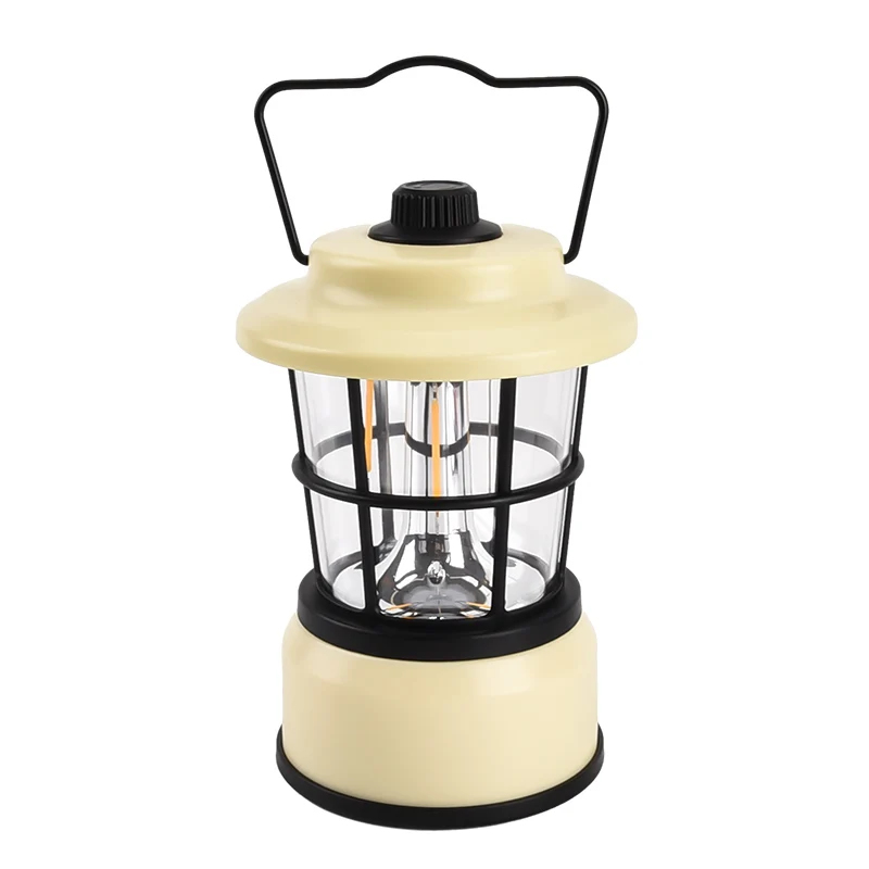 2024 New Design Waterproof Vintage Outdoor Camping Lanterns Rechargeable Camping Lighting Adjustable Camping Light