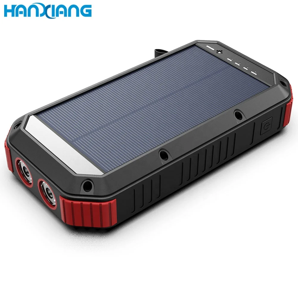 Unique Products To Sell Portable QC3.0 PD Type C Fast 4 USB Flashlight Solar Charger 30000mAh Power Bank for Outdoors Camping