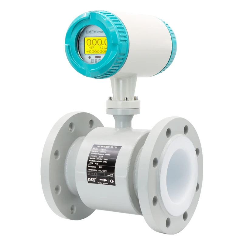 FEP liner magnetic flow meter with led display and transmitter flow meter