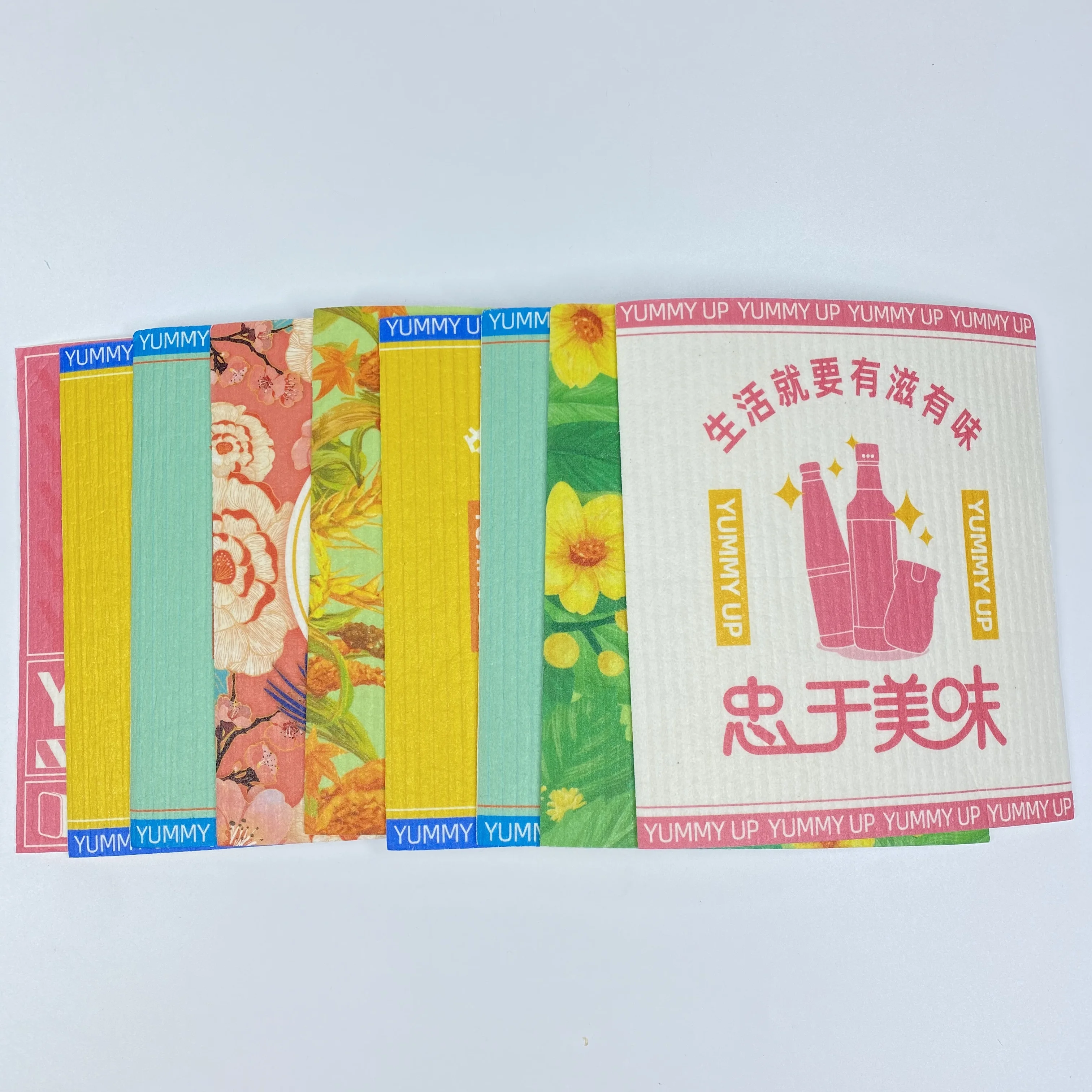 Eco Friendly Customized Printing Biodegradable Swedish Dishcloth Cellulose Sponge Cloth