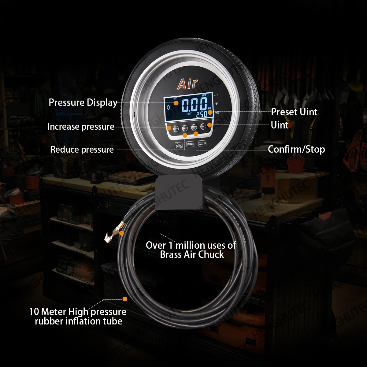 Professional Wall-Mounted Digital Tire Inflator - Safe and Automatic for Car Repair Shops