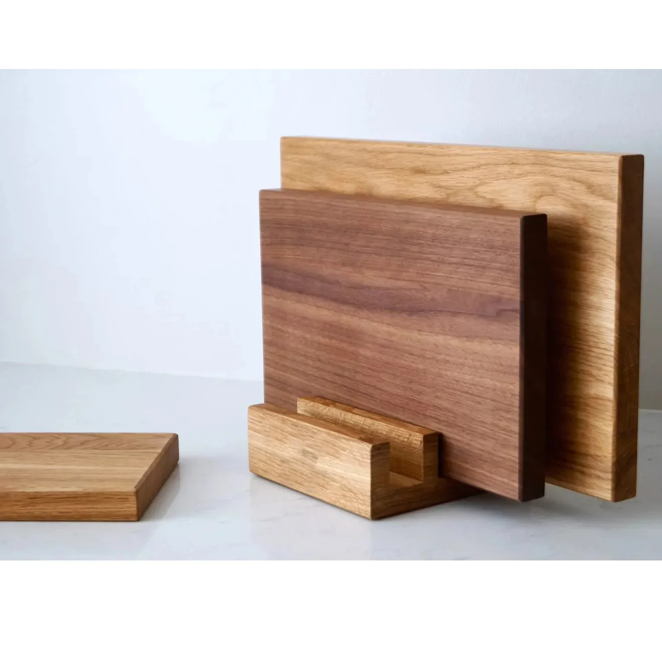 Handcrafted Solid Wood Cutting Chopping Block Boards with Wood Stand for Holding