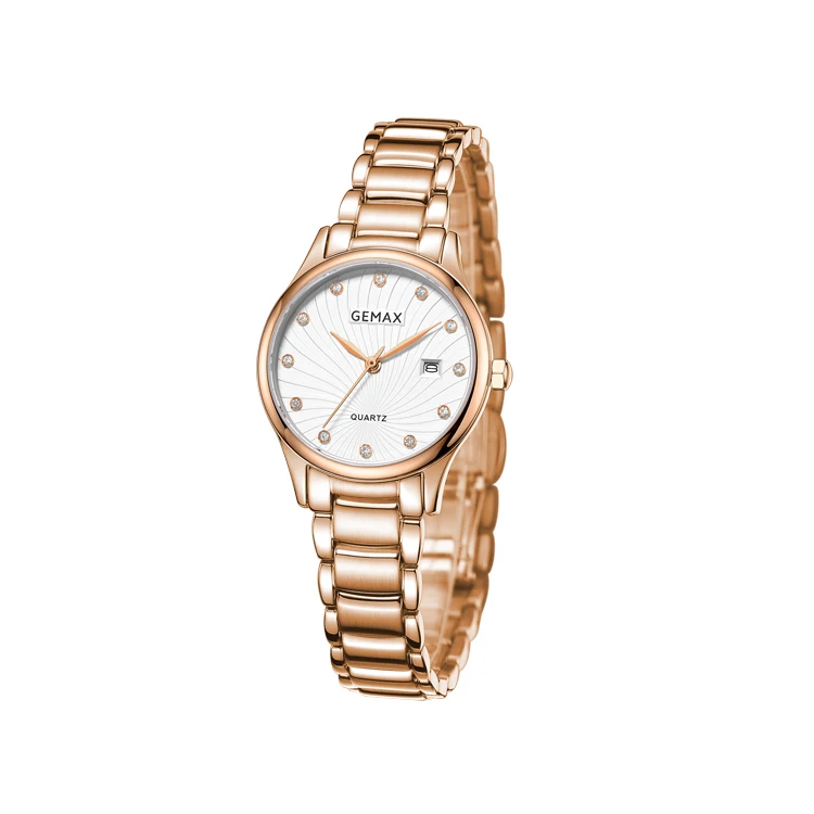 Luxury moissanite diamond gift set watch high quality stainless steel rose gold watch dress watch for lady