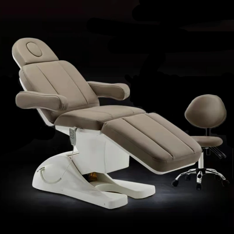 Hot sale modern salon equipment brown beauty facial bed 3/4 motors electric massage table spa
