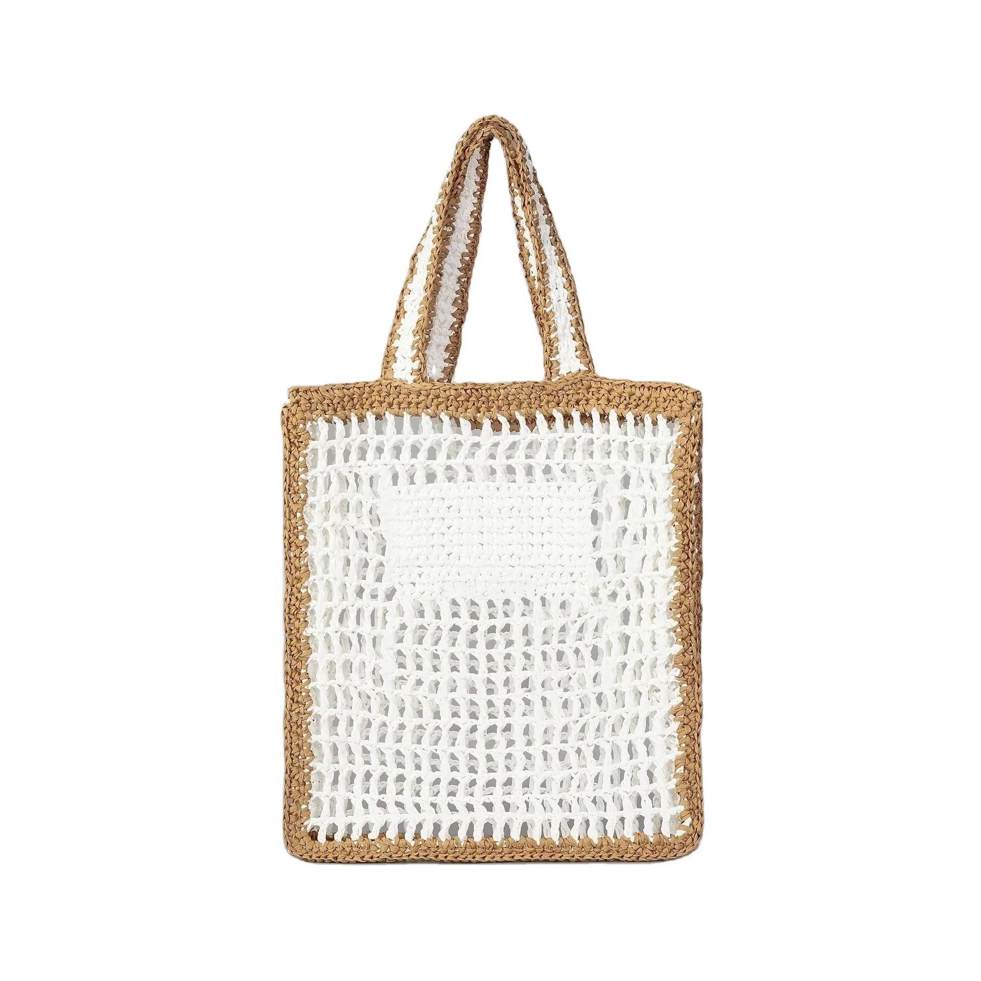 Wholesale Trendy Straw Tote Bag Embroidery LOGO Muliti-colors Handwoven Shoulder Bags Paper Straw Women Tote for Summer