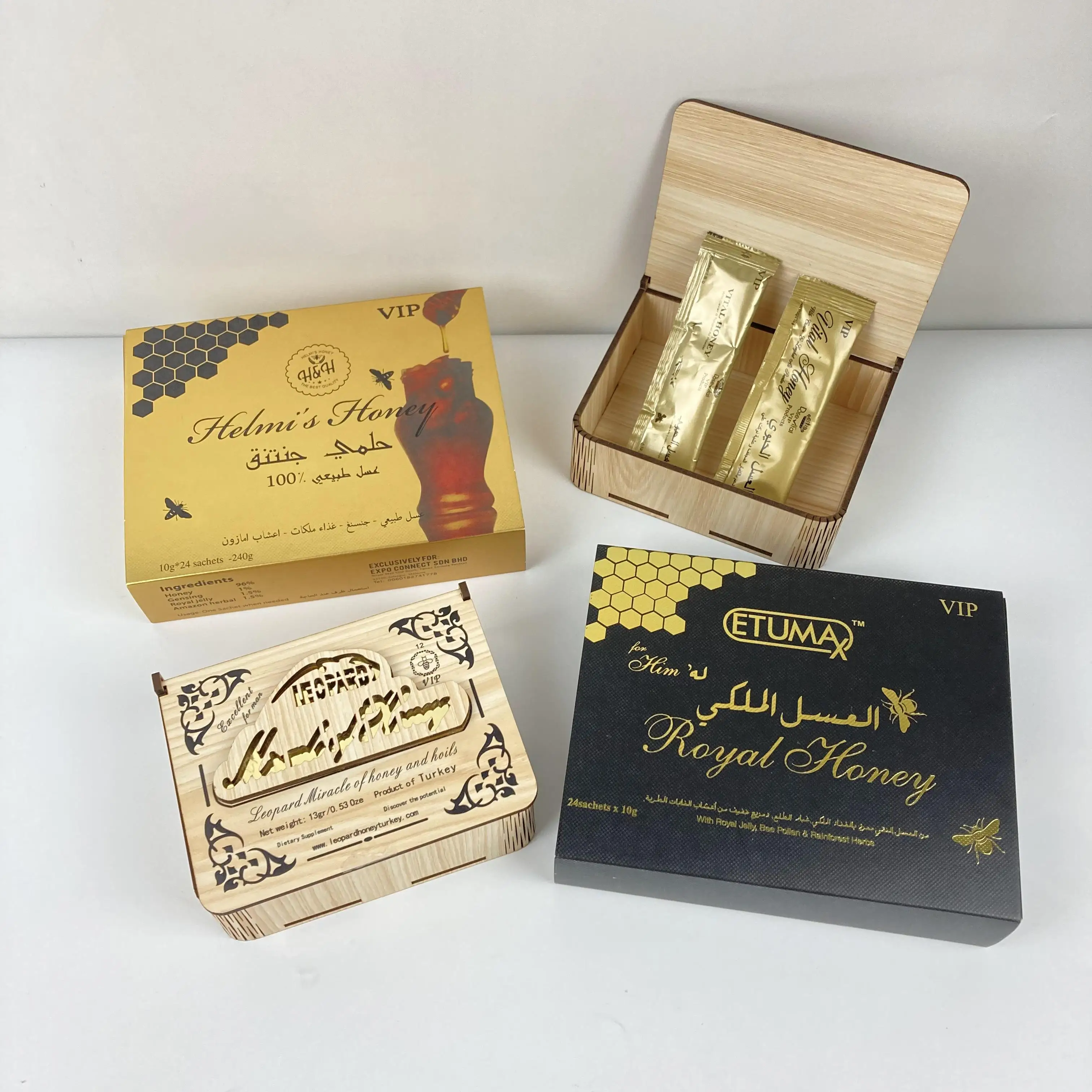 Индивидуальная Золотая печать Vital Vip медовая упаковка Саше цветы HMF Royal Honey для