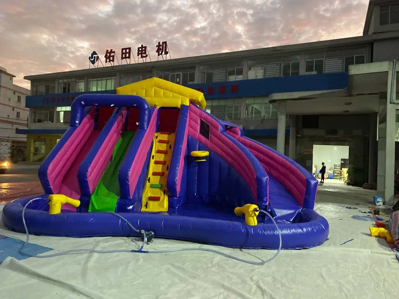 Cheap prices water park slides inflatable games with water splash for kids