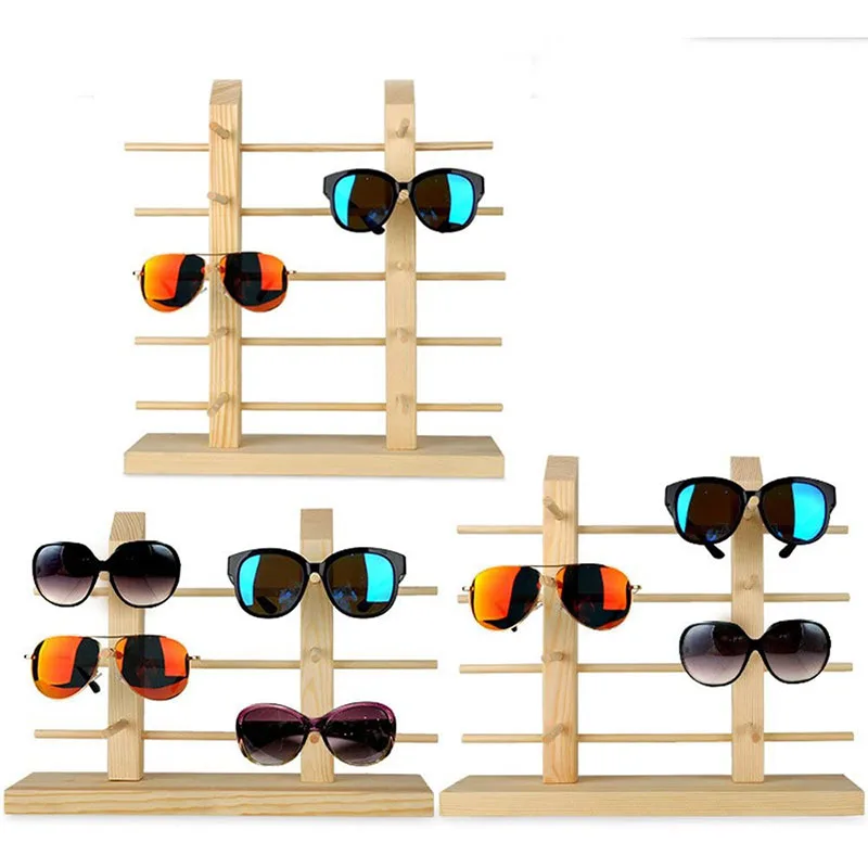 5-Layer  Wood Glass Rack Double Linen Glass Showcase Solid Wood Glass Display Holder Sunglass Display Holder
