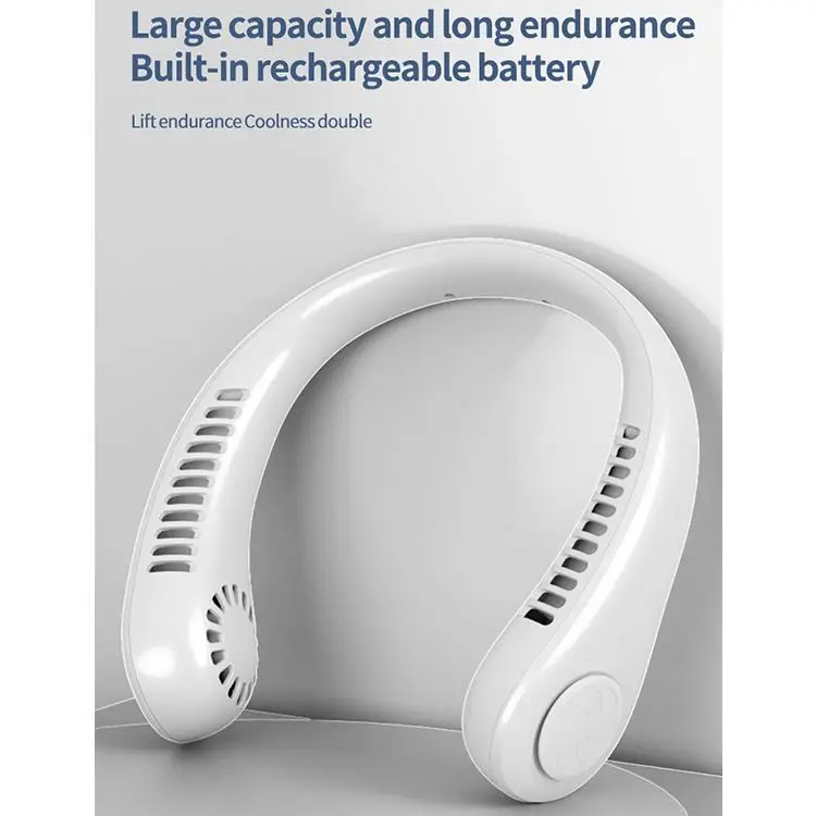 Portable Neck Hands Free, Bladeless Fan Battery Personal  Leafless Rechargeable Headphone Design USB Powered Fan/