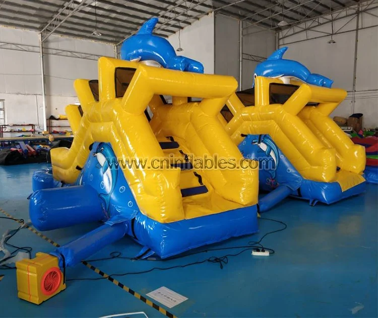 Надувная водная горка с дельфином на заднем дворе, оптом | Бассейн с шариками