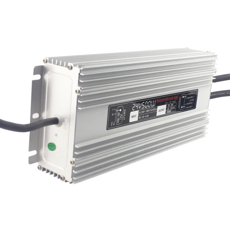 OEM 110v 230v ac to dc 24v 500w IP67 ip68 waterproof electronic led driver 12v 24v 500w outdoor waterproof led power supply 500w