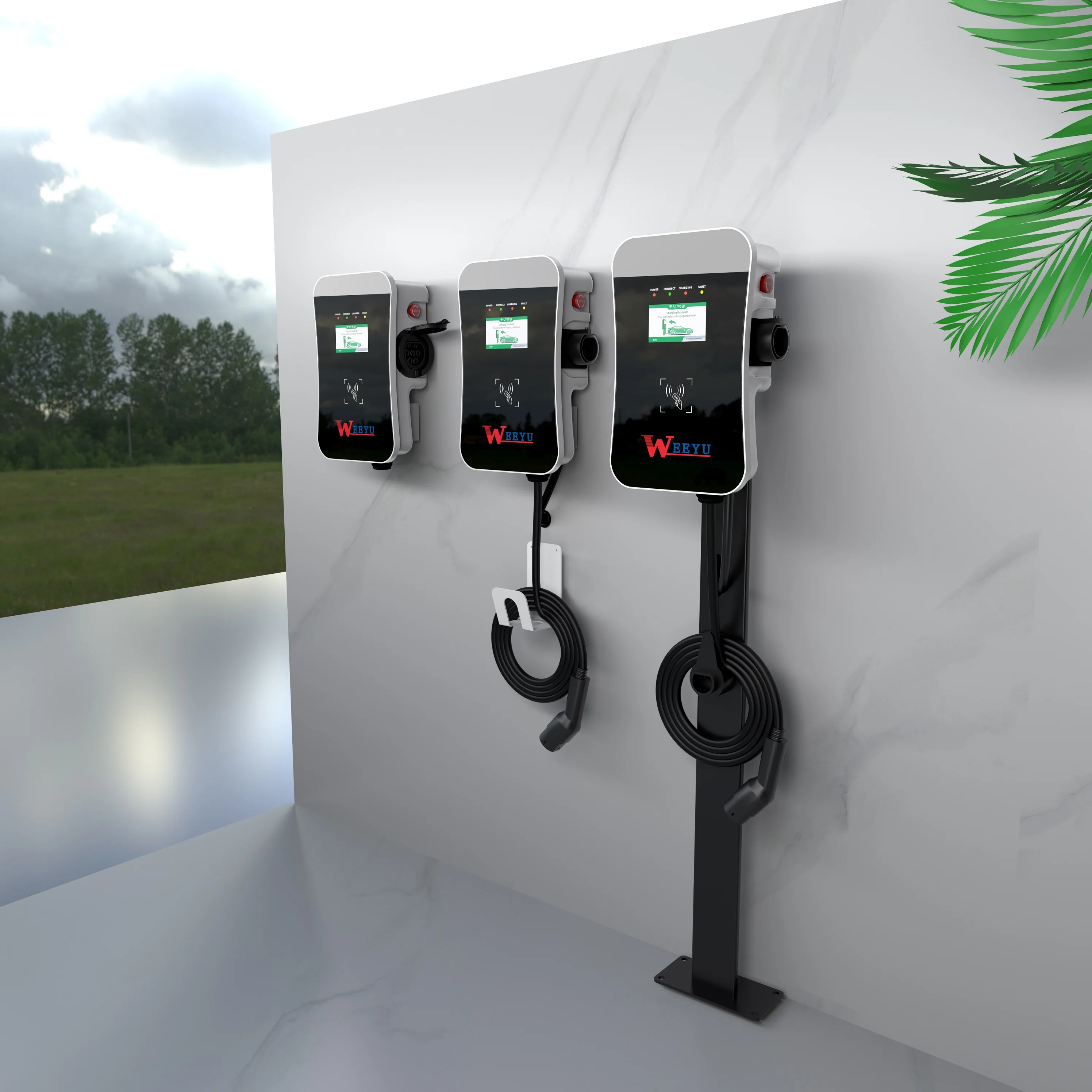 WEEYU 22KW 7KW Volkswagen Id6 Battery Charger Wall Mounted EV Fast Charger for Electric Cars with CMS