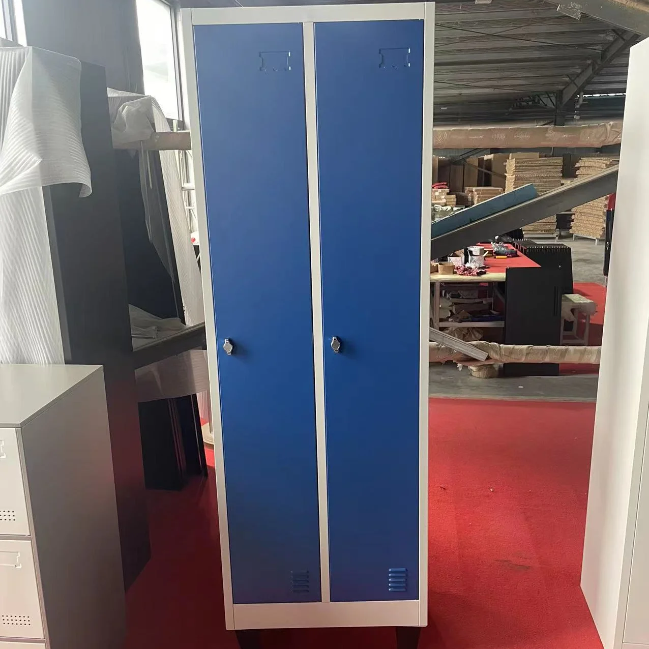 2 Door Locker Single Door Steel Vertical  Locker Metal Hanging Clothes Wardrobe Closet Locker