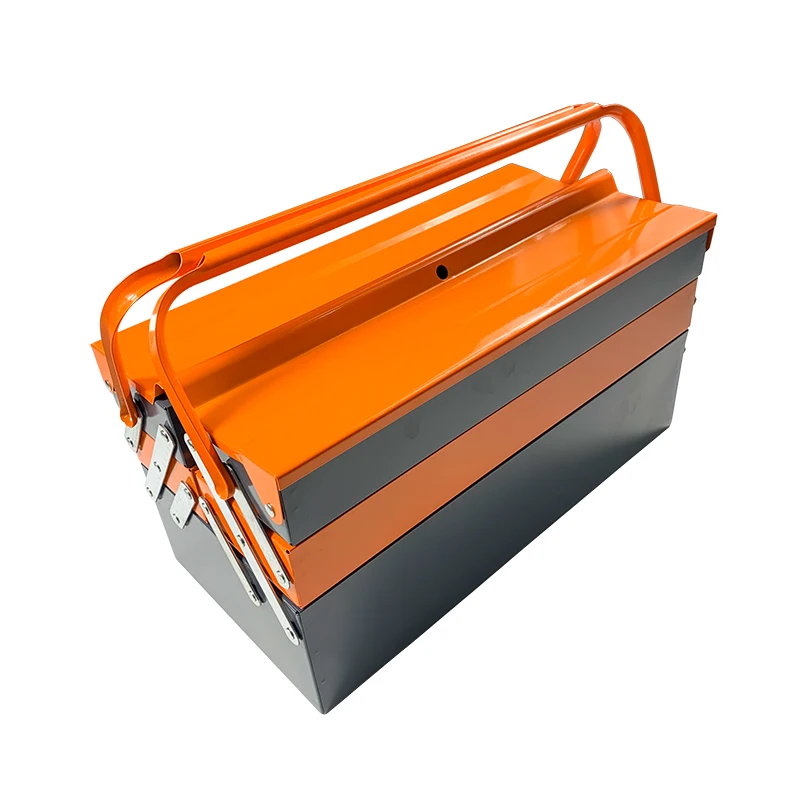 Popular products three layer drawer tool box foldable orange iron tool box