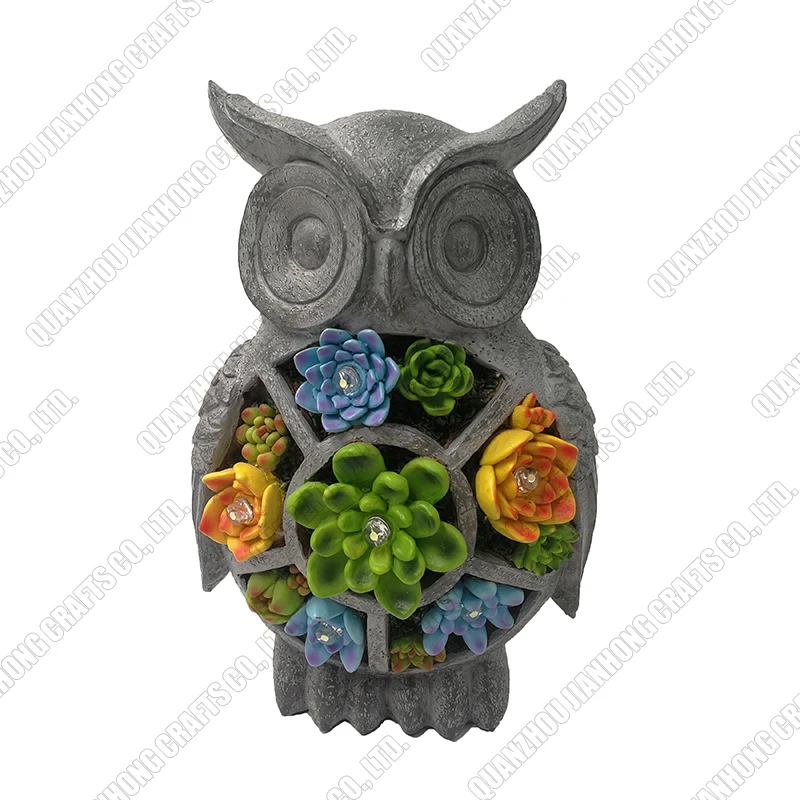 Фигурки животных, сова, скульптура, домашний декор, ремесло, большая полирезиновая статуя с лампой