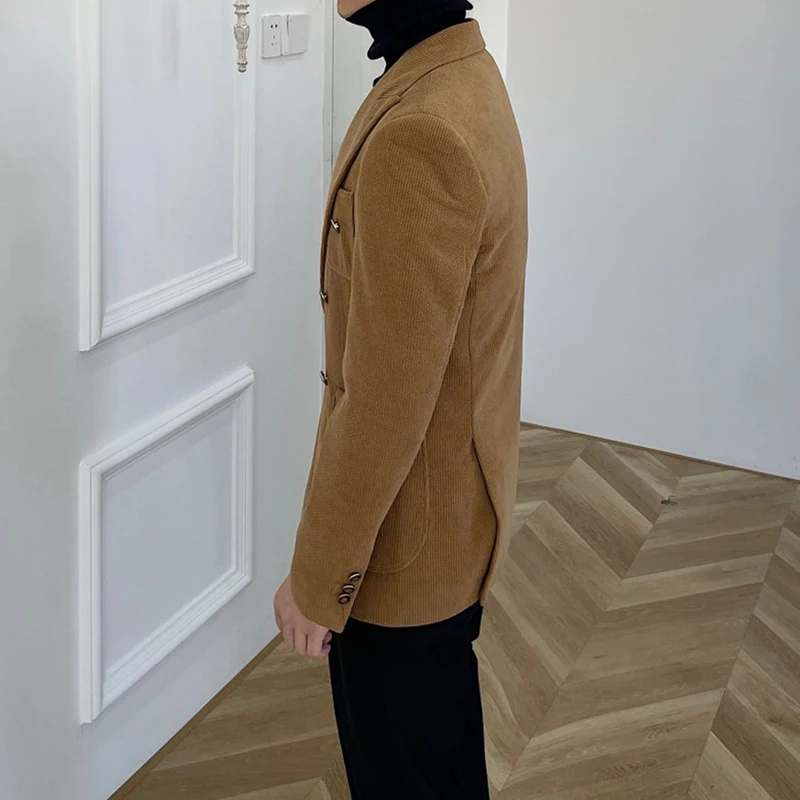 Wholesale new products British slim fit retro double breasted corduroy gentleman suit