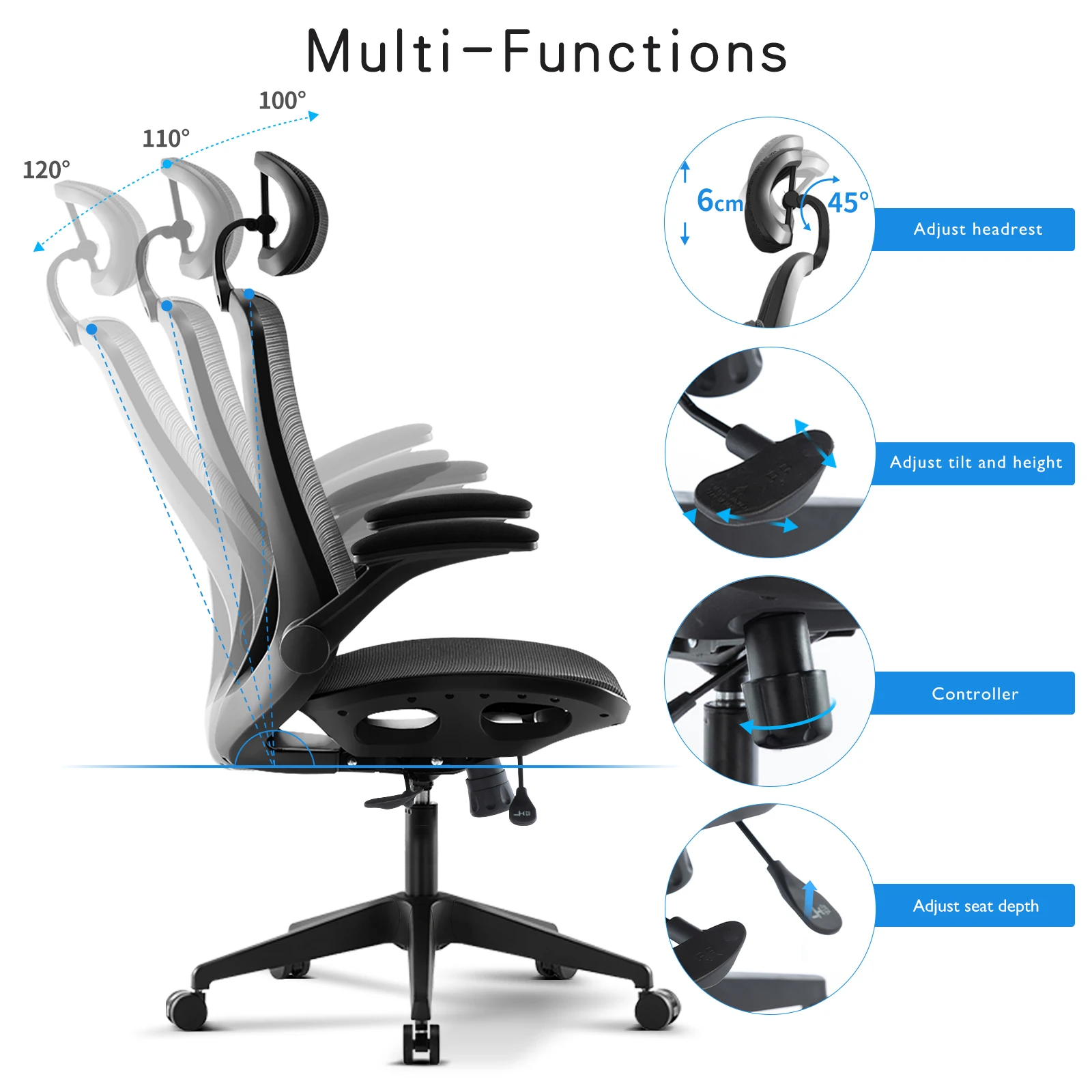 Fully Mesh Executive Boss Swivel Computer Chair Modern Adjustable  Ergonomic Office Chairs