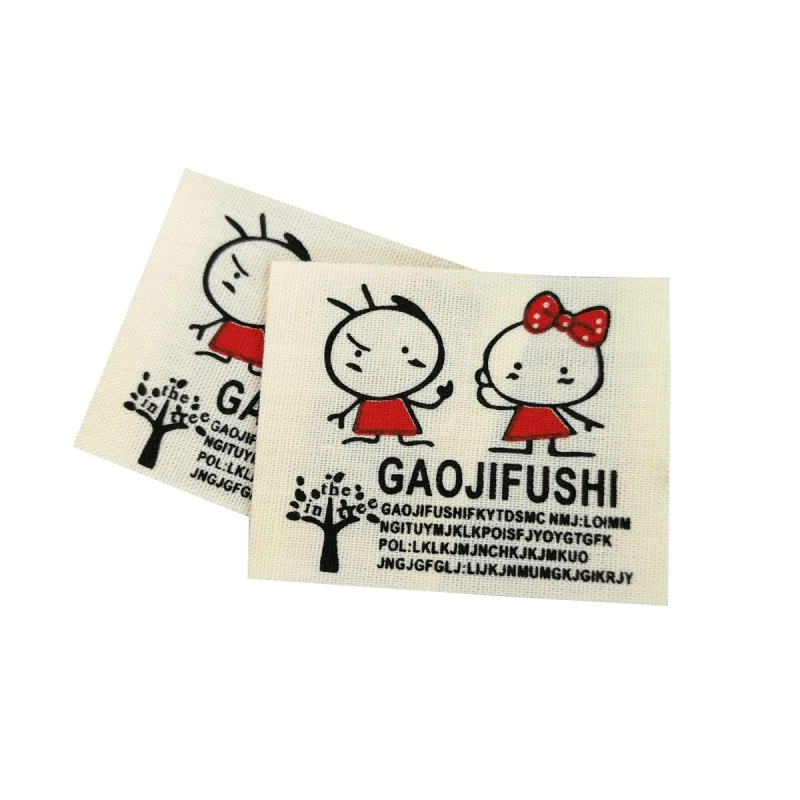 Custom Logo Cheap Price Printed Fabric Neck Tag Double Sided Cotton Label Printed For Clothing