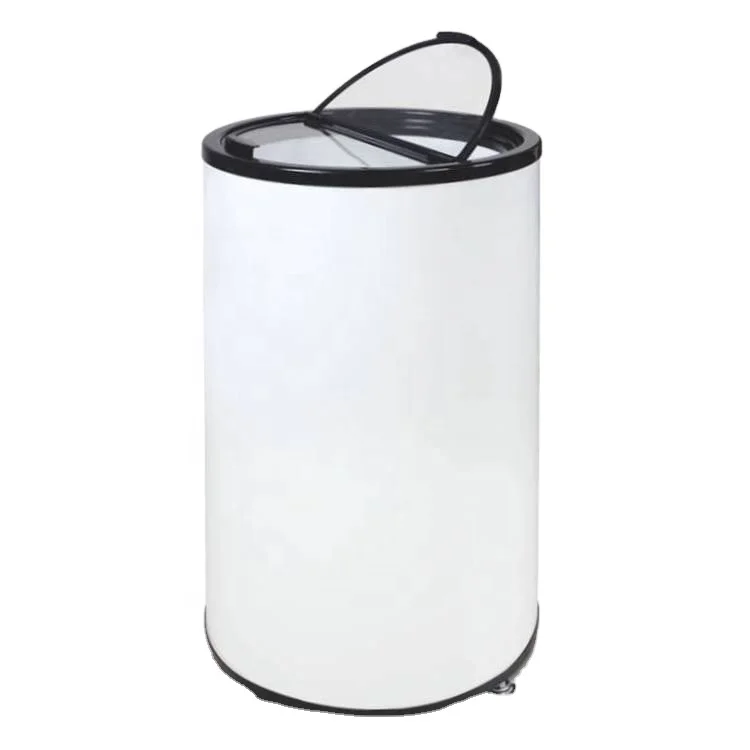 Mini refrigerator with glass lid for bar counter for beer storage cooler