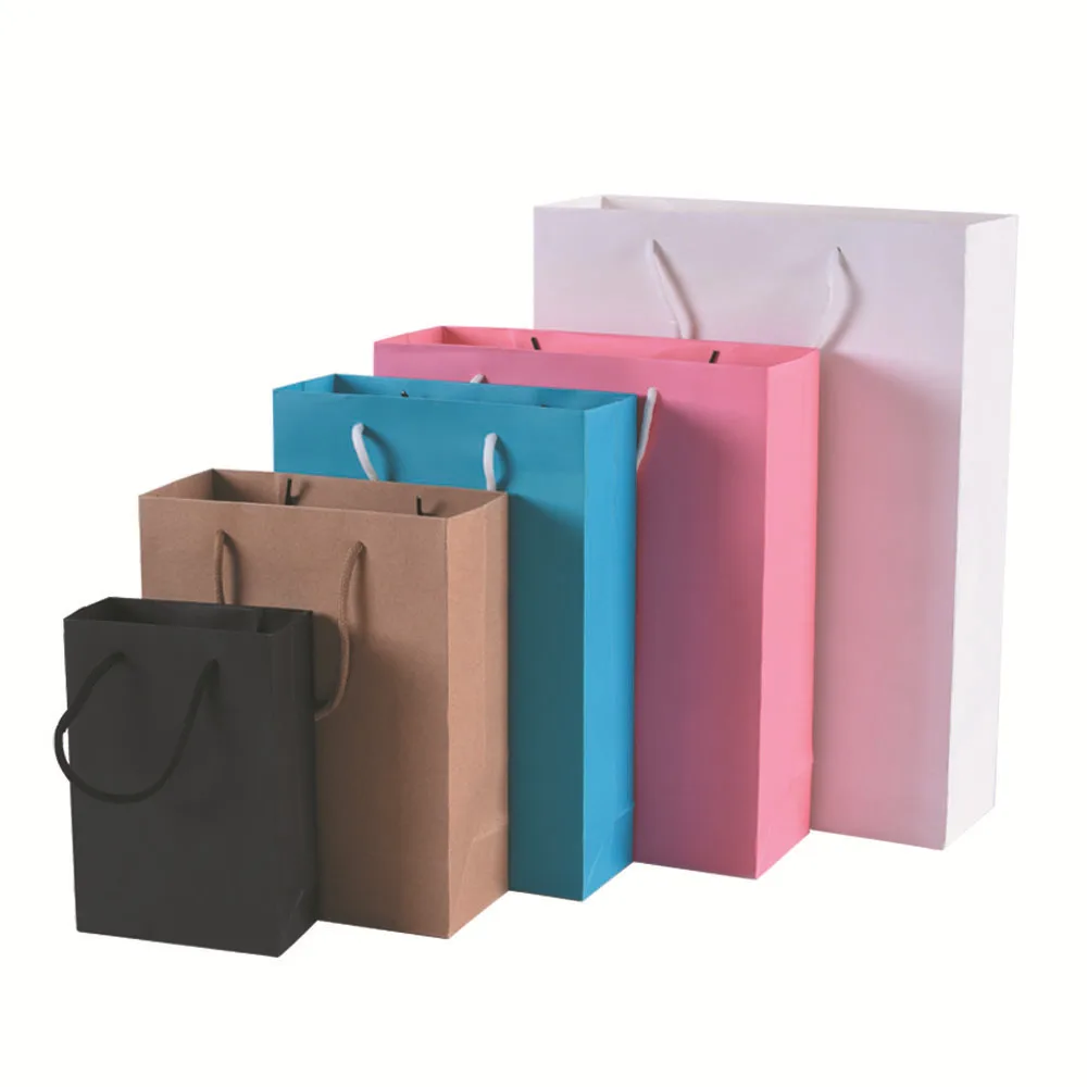 
Custom Clothing Food Kraft Paper Tote Packaging Shopping Bags Kraft Paper Gift Bags with your logo 