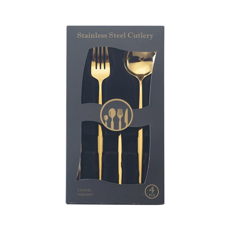 Portable travel Stainless steel gold silverware tableware gold cutlery wedding spoon knives fork