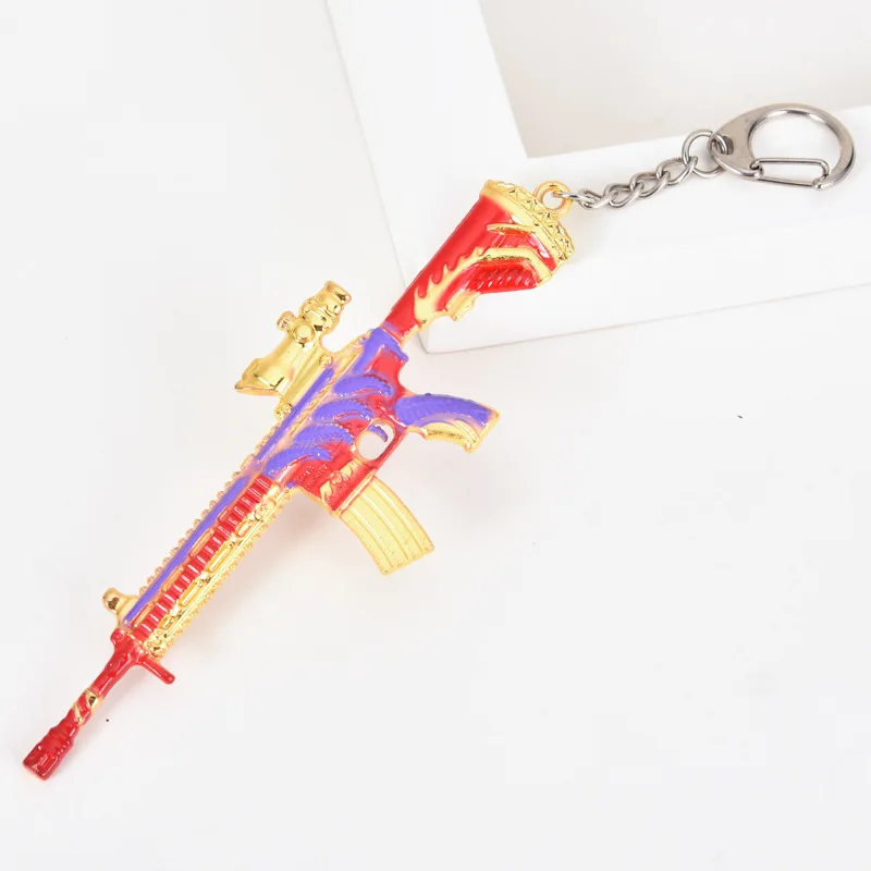 2022 new wholesale Eat chicken key chain 98K camouflage gold keel M416 key chain pendant