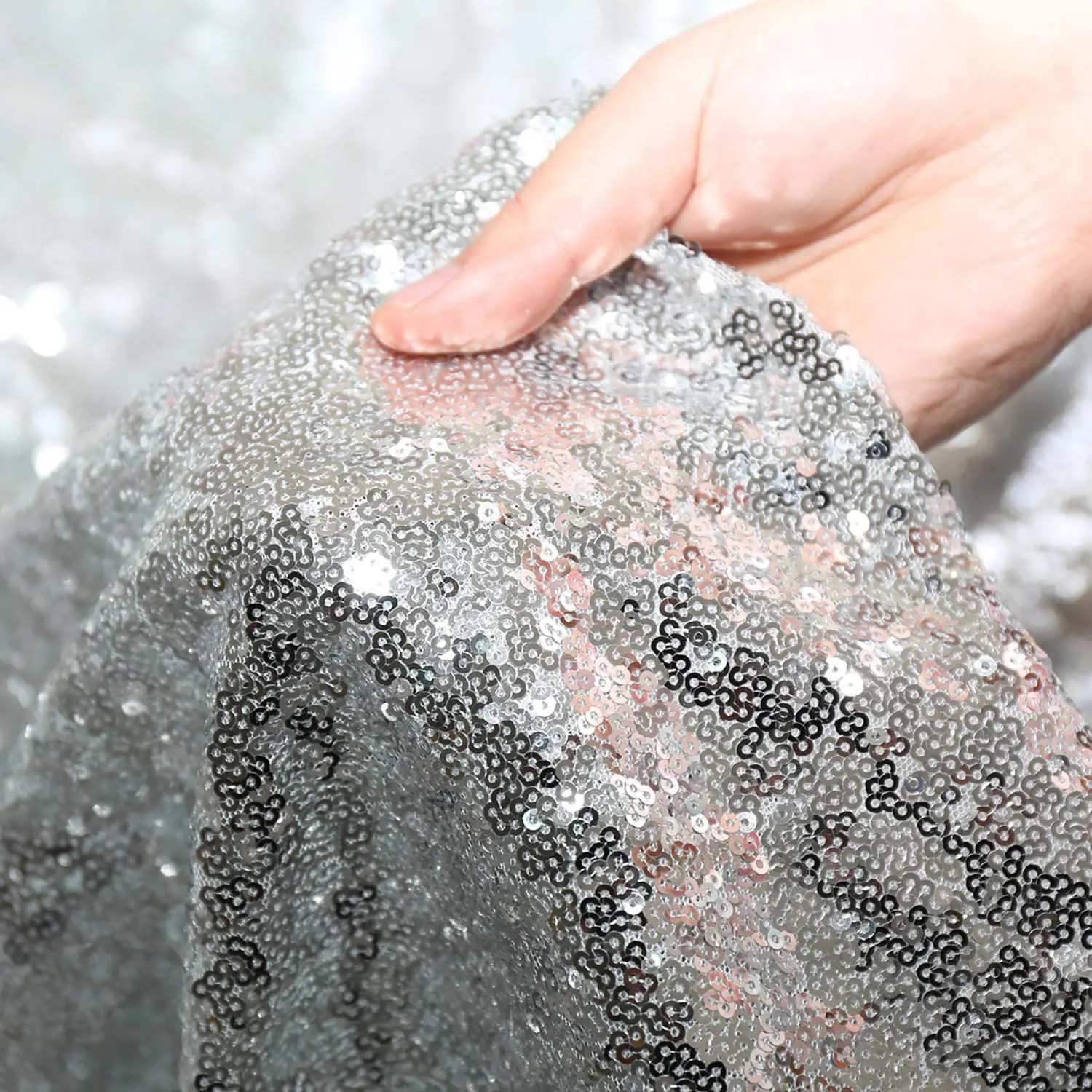 Wholesale Wedding Christmas Decoration Glitter Table Skirt Rectangle Sequin for Party