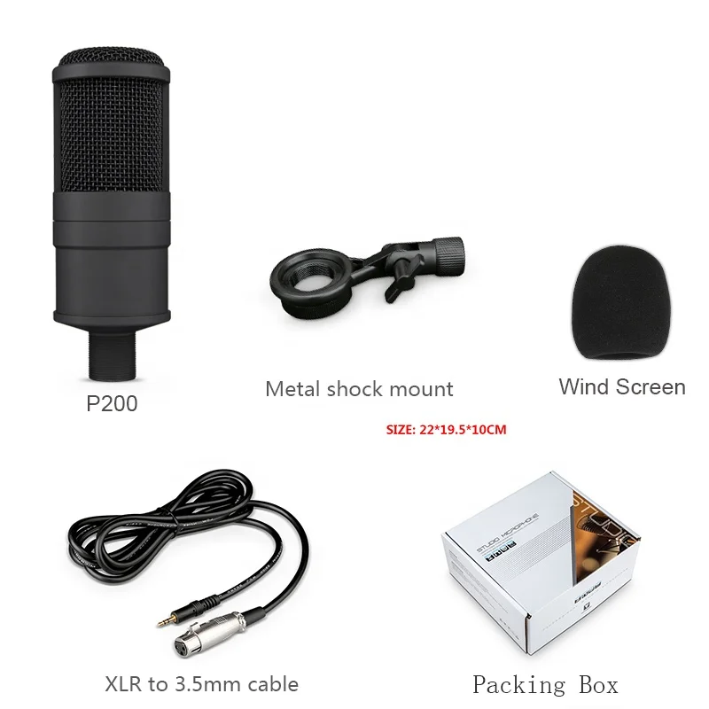 MY MIC P200 Condenser Microphone Studio Recording Handheld Wired Professional Mic for computer voice Record Youtube Padcasting