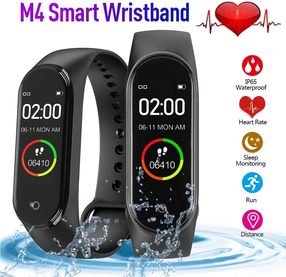 
Pulsera Montre Connecte Inteligente Smart Watch M4 Fitness Watch Tracker Screen Montre Smart Bracelet Heart Rate Monitor 