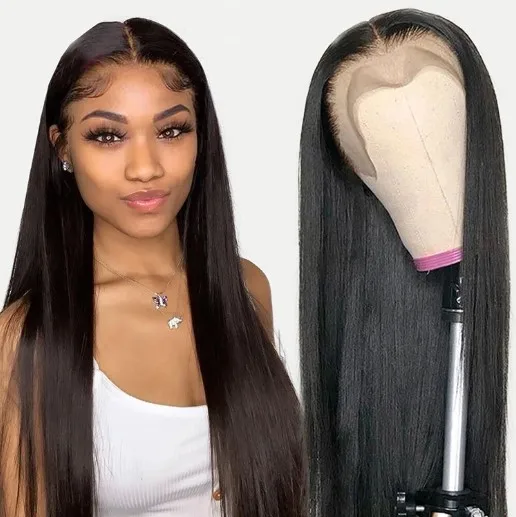 
factory store natural wave raw 100% virgin 4x4 straight brazilian frontal hd wig full lace front cuticle aligned human hair wigs 