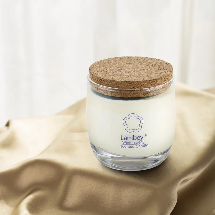 Lambey Vanilla Caramel Candle Crystal Glass Candle  Home Decoration Glass With Lid Soy Wax Scented Candles