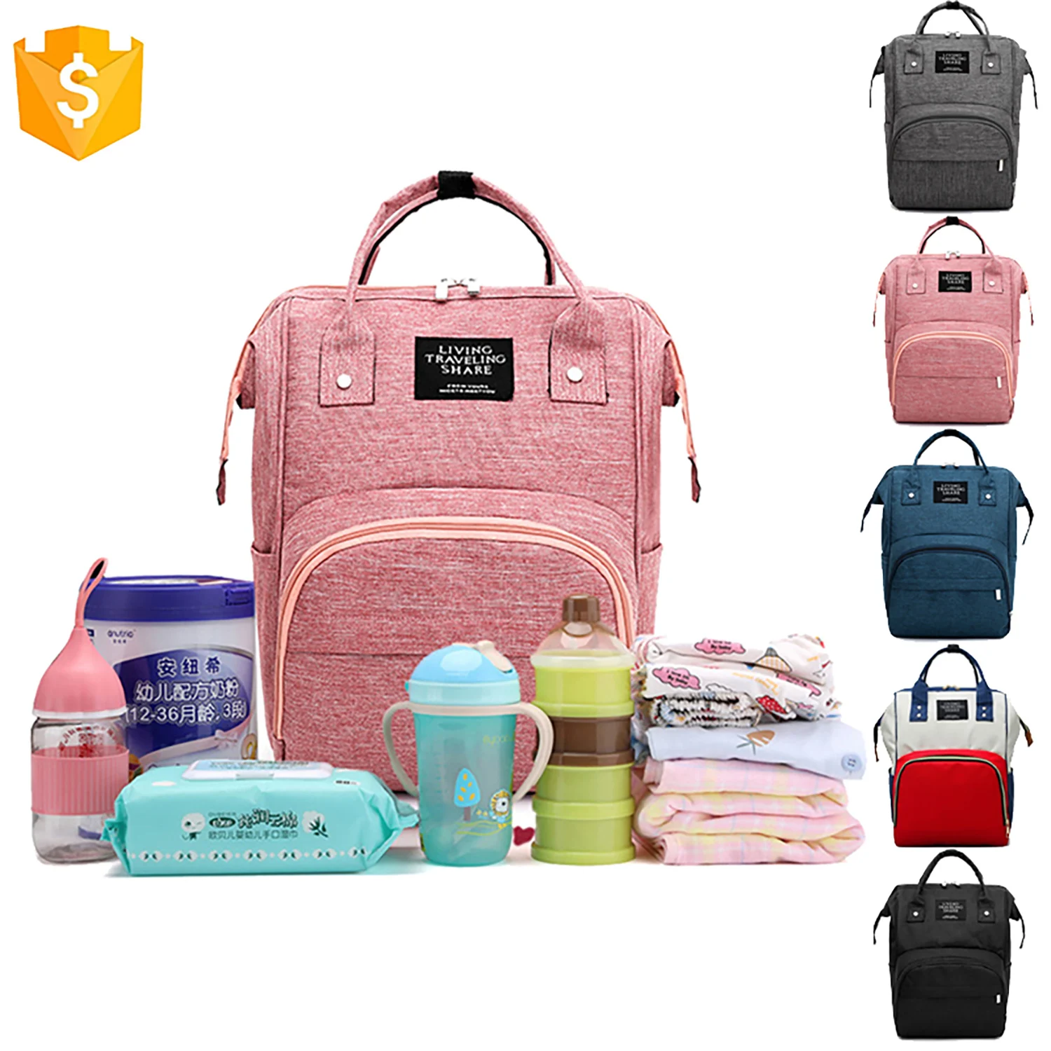 3 in 1 Designed 100% Polyester Mommy Mom Tote Diaper Backpack Travel Waterproof Mummy Bed Nappy Baby Diaper Bag For Mother