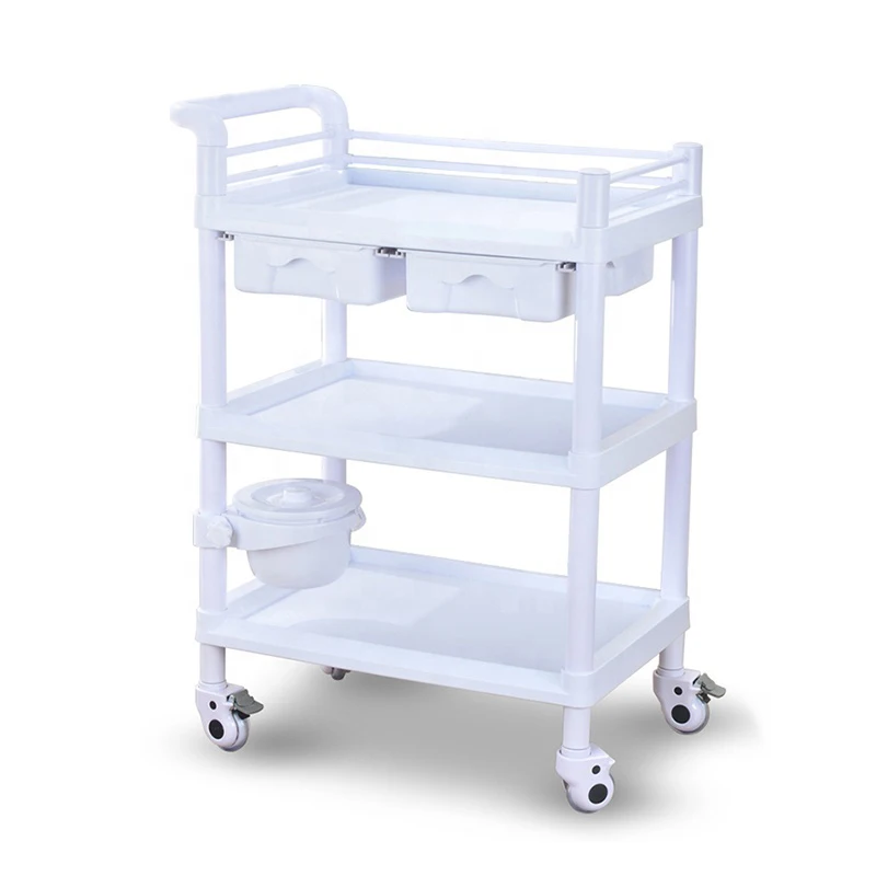 Modern 3 tiers service cart white hair salon trolley beauty nail salon trolley cart