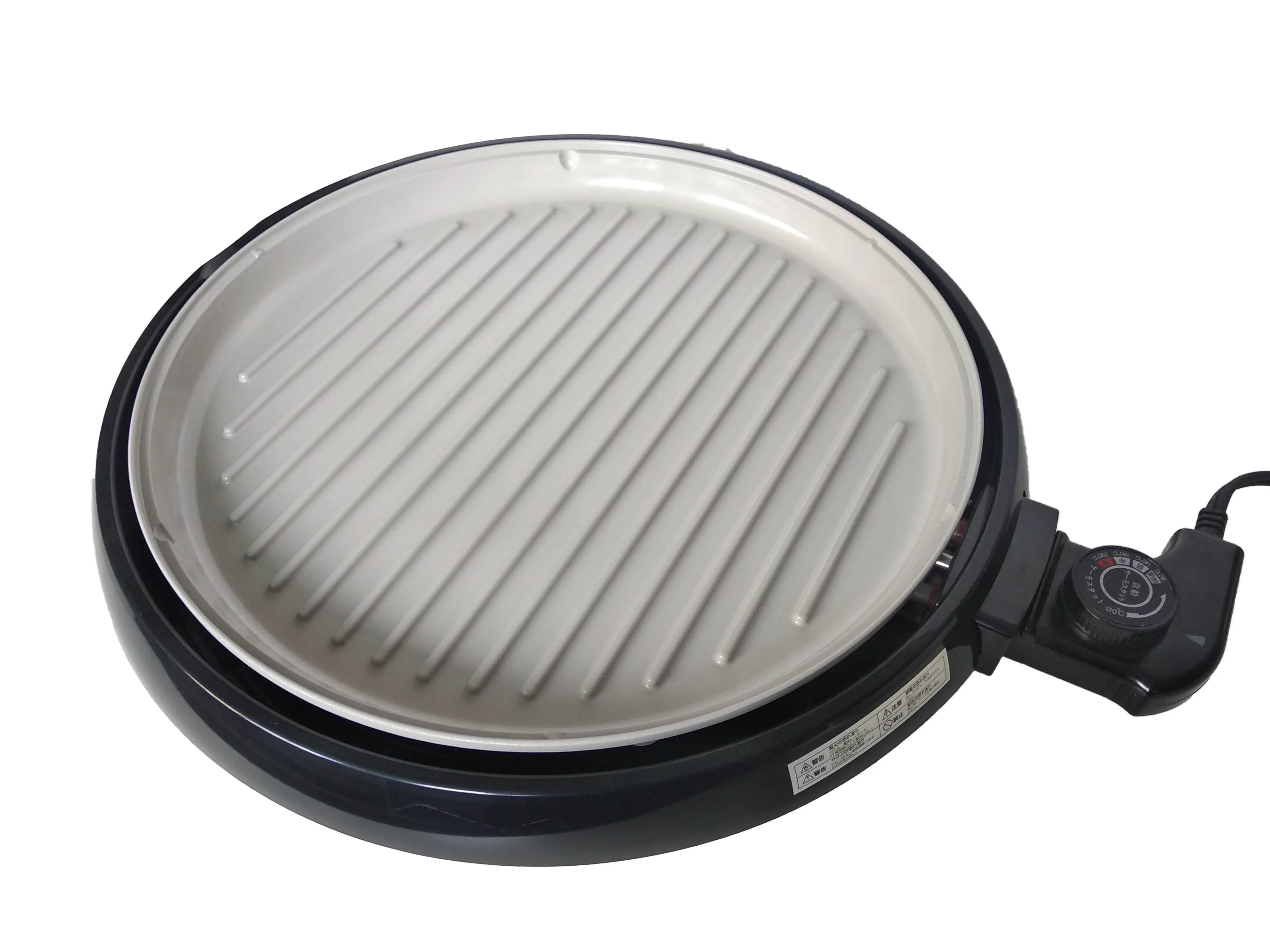Electric griddle round frying pan with flat and grill plates option