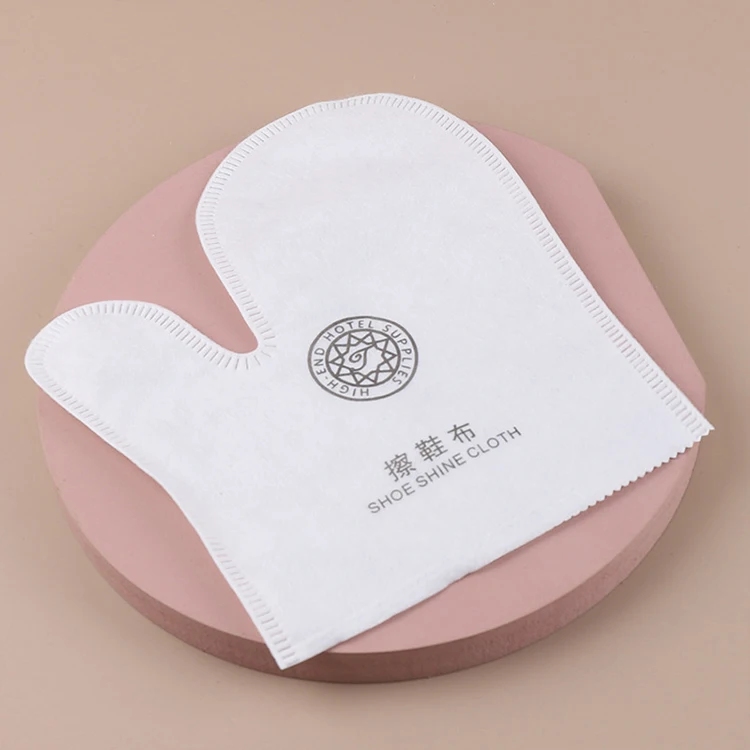 UG Disposable Wholesale Hotel Supplies Custom Shoe Shine Cloth White Hotel Shoe Mitt