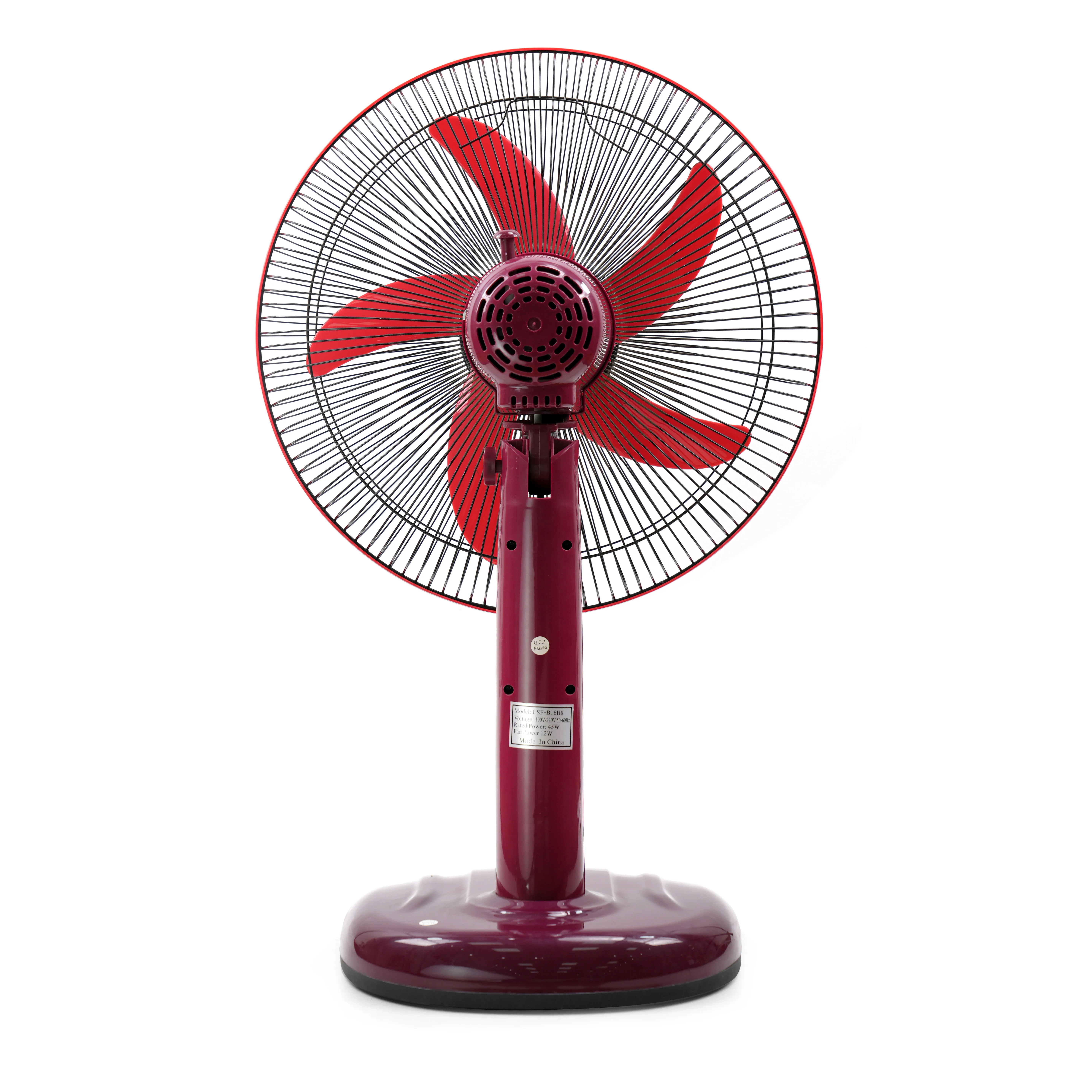 AC/DC table fan exported to Yemen DC 12V brush motor 16-inch portable table fan  air cooling  fan with led light and adapter