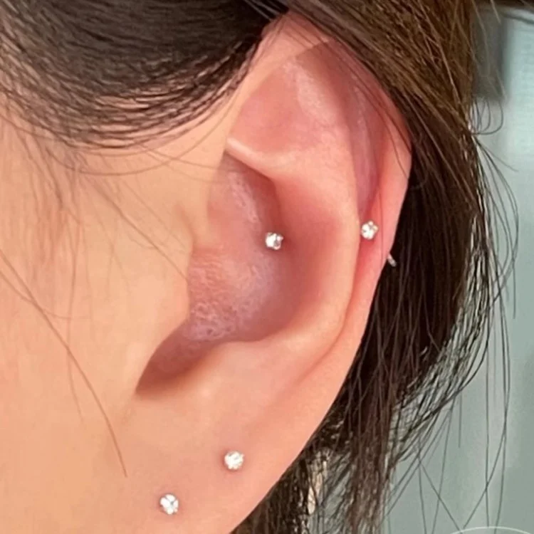 Natural diamond 2.5mm 3mm 4mm 18K Gold Labret lip stud nose ring cartilage piercing ear bone stud for women