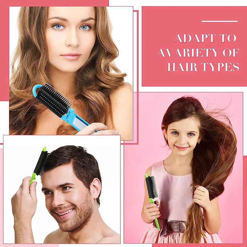 Hot Sale Travel Portable Folding Hair Brush Anti-static Mini Hair Comb Pocket Massage Hair Brush with Mirror