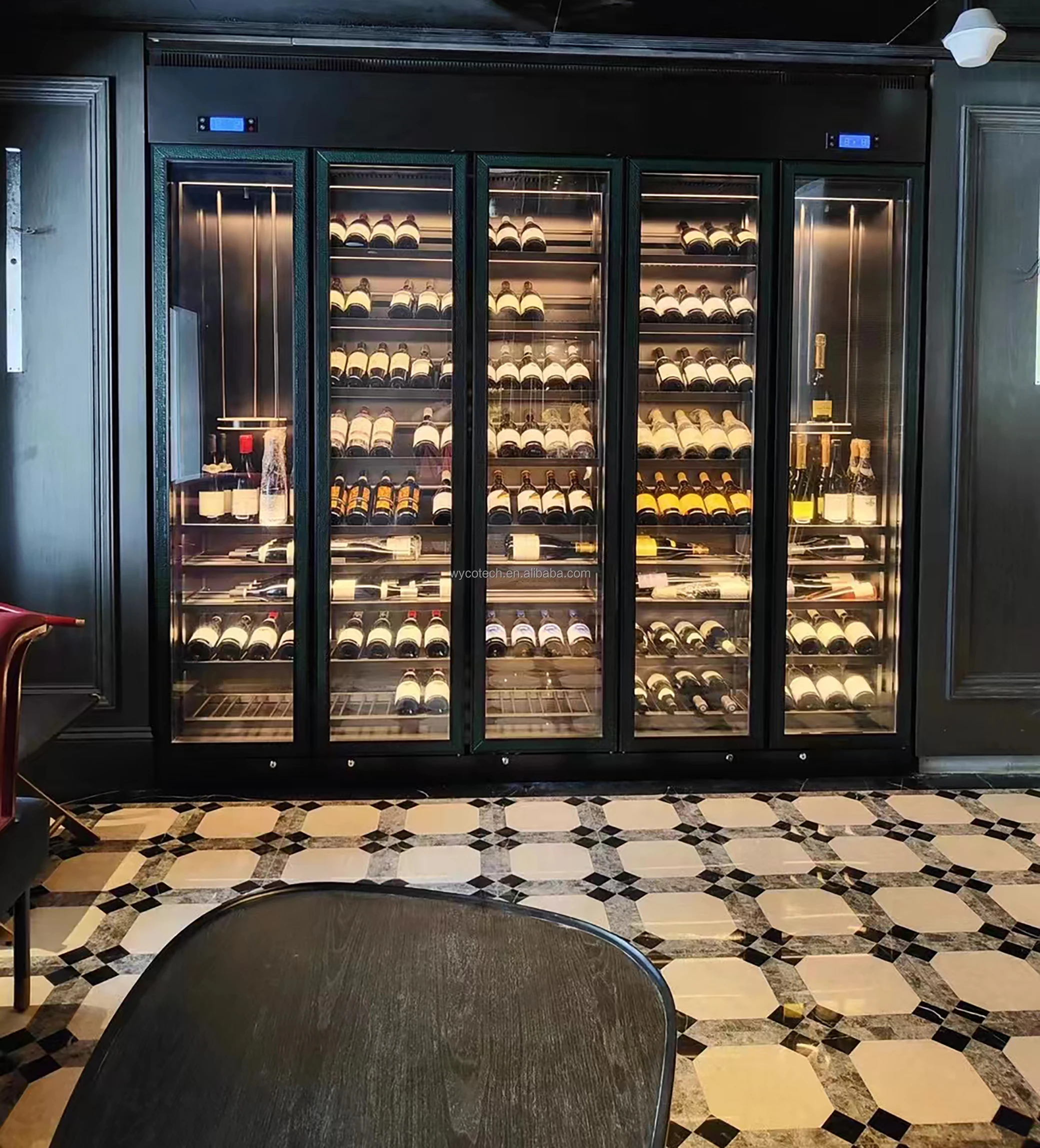 Retro Design Compressor Wine Refrigerator and Beverage Bar Household Cellar Glass Dual-zone Fan Cooling Electric Freestanding