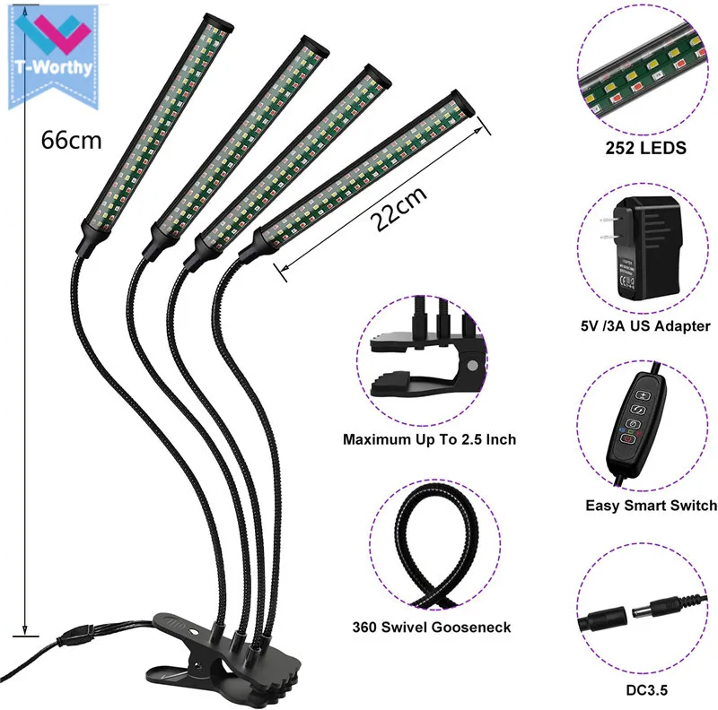 LED Grow Light USB Phyto Lamp Full Spectrum Fitolamp With Control Phytolamp For Plants Seedlings Flower Home Tent