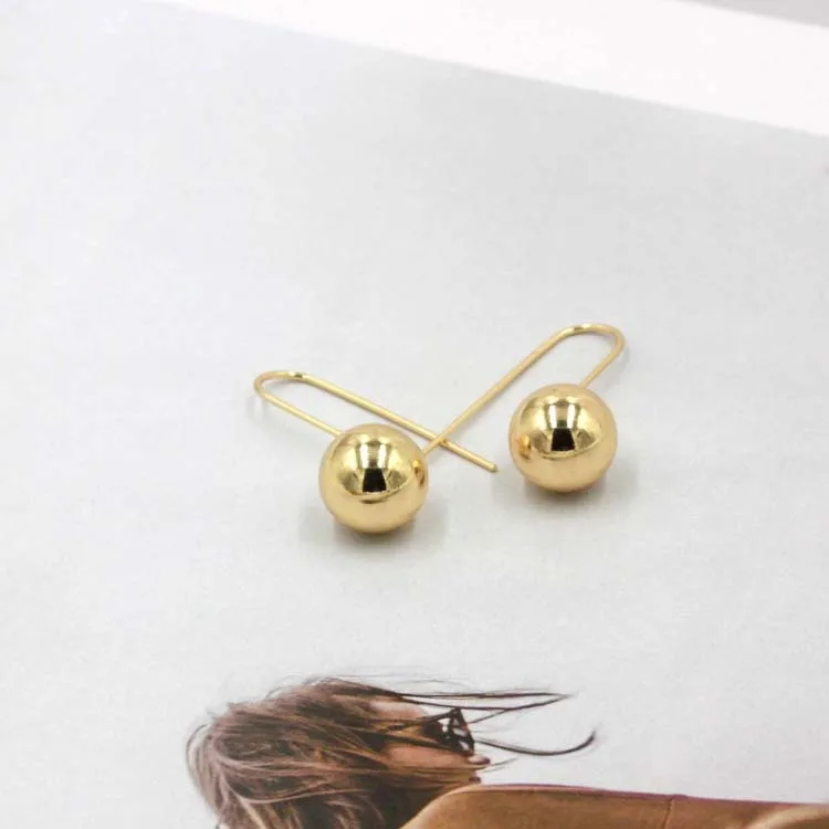 New hanging spherical brass Earrings women fashion 18K Gold Plated jewelry Korean creative personalized hoop earrings wholesale