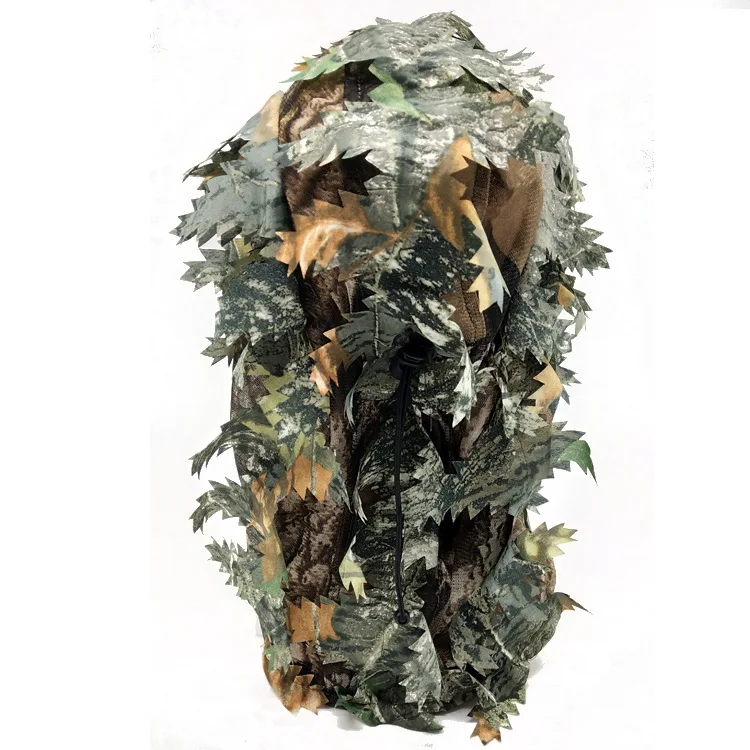 Camo 3D Leaf Ghillie Camouflage Face Mask Full Coverage Breathable Hunting Mask with mouth open
