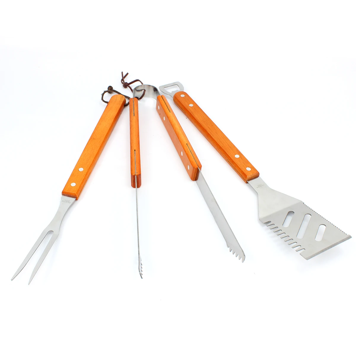 3 предмета в комплекте из массива дерева дверные ручки из нержавеющей стали для барбекю из нержавеющей стали набор инструментов с открывалка для бутылок в хвостовой части шпатель