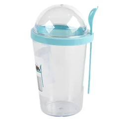 Customized Logo Fashion Design PP  frozen yogurt cup Plastic Salad Drinking Cup with Spoon