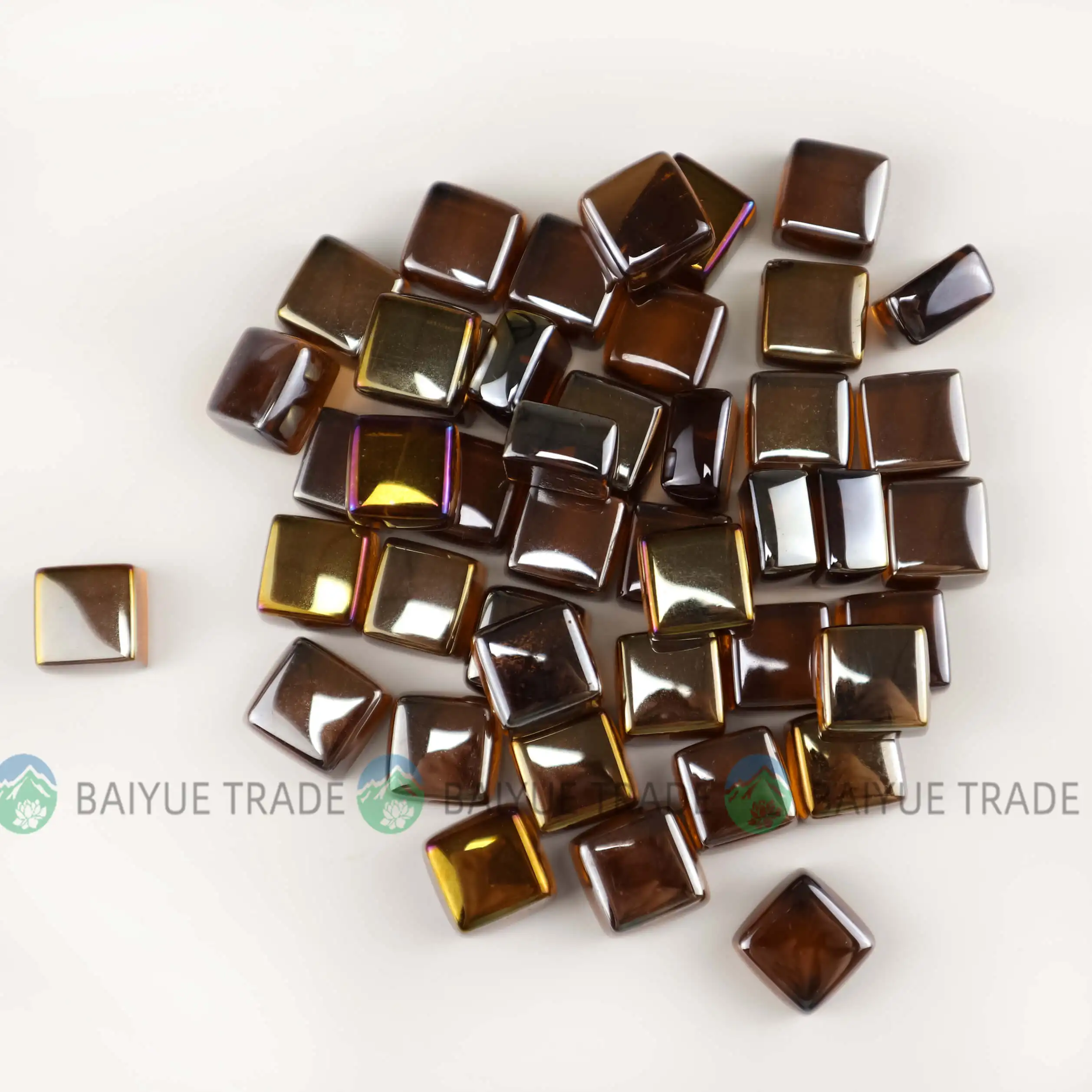 Square Glass Beads Multicolor Crystal Lampwork & Glass Wholesale Cheapest for Decoration and Landscaping Copper Color CN;HEB GB