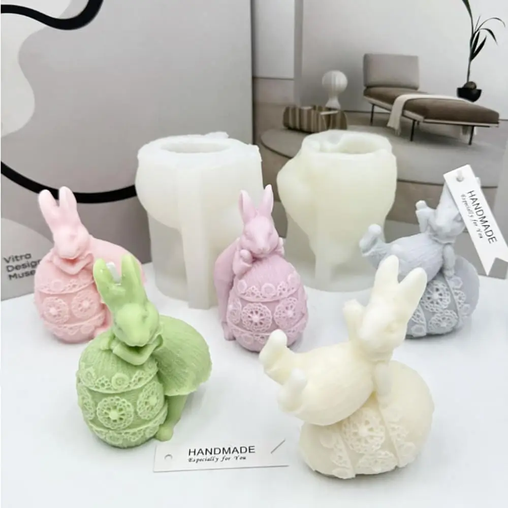 Cute Bunny Epoxy Resin Silicone Mold 3D Animal Rabbit Candle Mold for Easter Egg Rabbits Cake Tools Category