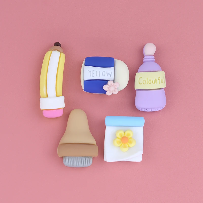 Supply kawaii cute cartoon resin charms pencil paint hair rope hair clip mobile phone shell  DIY handmade accessories