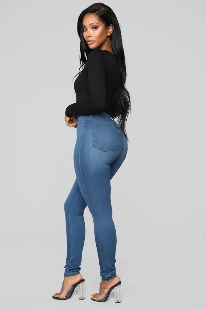 
Customized Design Available Blue Jeans for Women High Waisted Stretch Skinny Jeans 