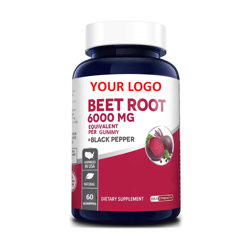 Organic 6000 mg Beet Root Gummies With Black Pepper To Booster Cleanse & Circulation