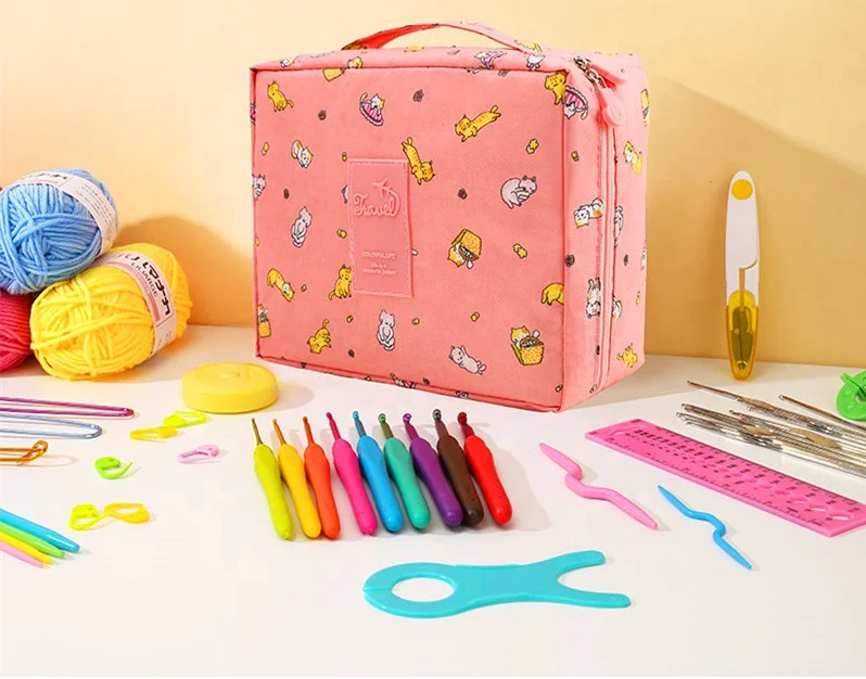 Diy Crafts Accessories Kit Crochet with Crochet Hooks Yarn Set Includes Yarn Balls, Needles, Accessories
